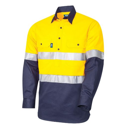 Picture of TRu Workwear Regular Weight L/S Closed Front Hi-Vis Shirt with Reflective Tape
